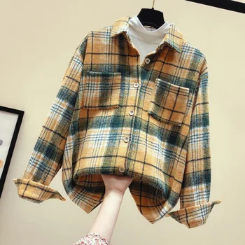 2020 Spring Autumn Women Plaid Shirt Korean Version Loose Retro Thickened Long Sleeve Top Shirt And Blouses Pockets Retro Pink
2020 Spring Autumn Women Plaid Shirt Korean Version Loose Retro Thickened Long Sleeve Top Shirt And Blouses Pockets Retro Pink