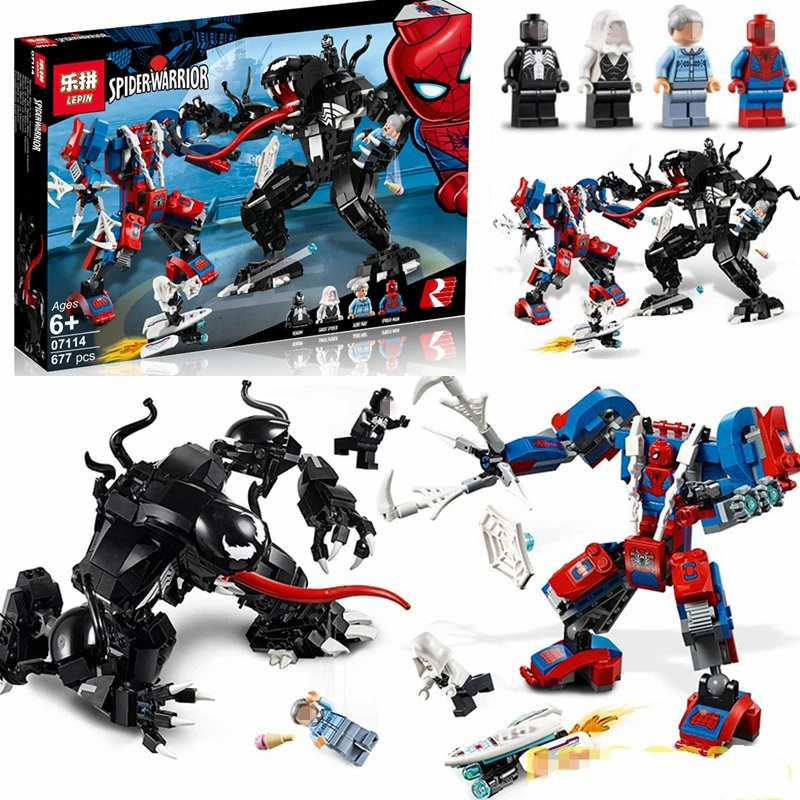 SuperHeroes Spider-Man Mech vs. Venom Mech Building Blocks Model Toys Compatible 76115 Superhero spiderman Bricks For Boy Gift
SuperHeroes Spider-Man Mech vs. Venom Mech Building Blocks Model Toys Compatible 76115 Superhero spiderman Bricks For Boy Gift