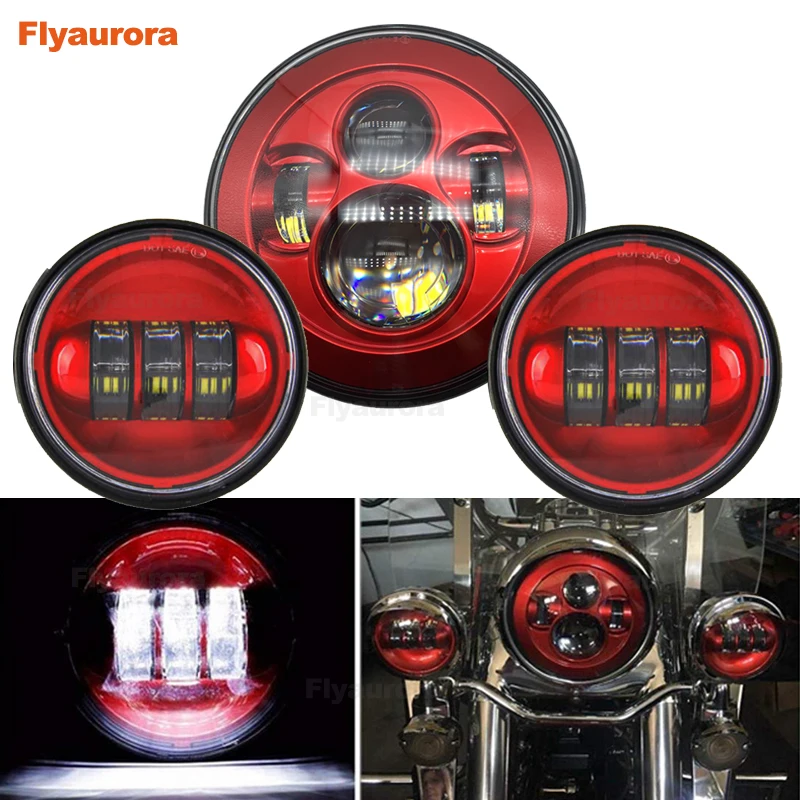 Фара для мотоцикла Road King 7 "LED H4 Проектор фары Замена + 4 5 дюймов противотуманная