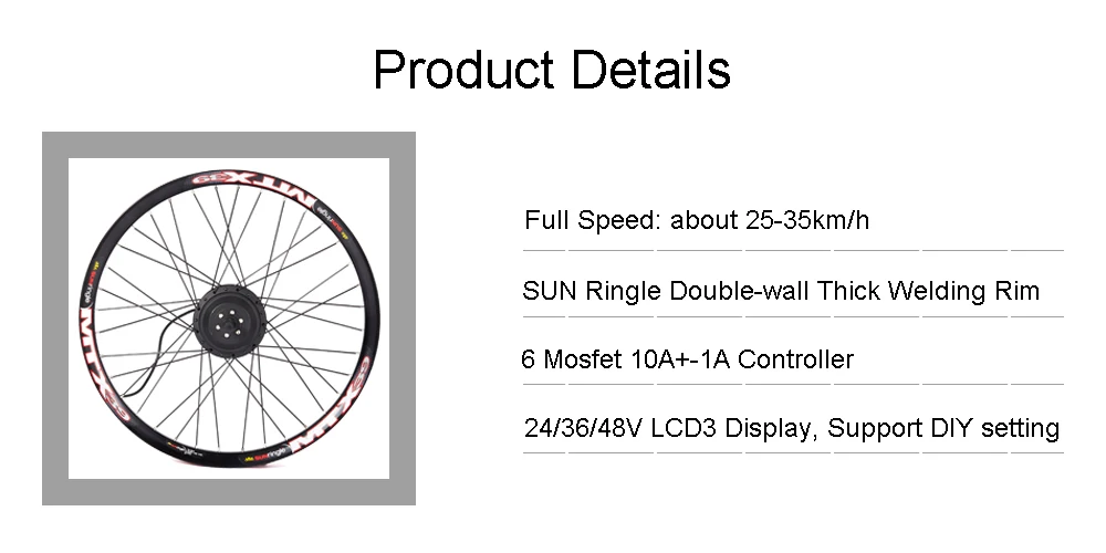 Sale Electric Bike Kit 36V 500W EBike Kit Wheel Motor Bicycle Conversion Kit for 20-29in front or rear Hub Motor 2