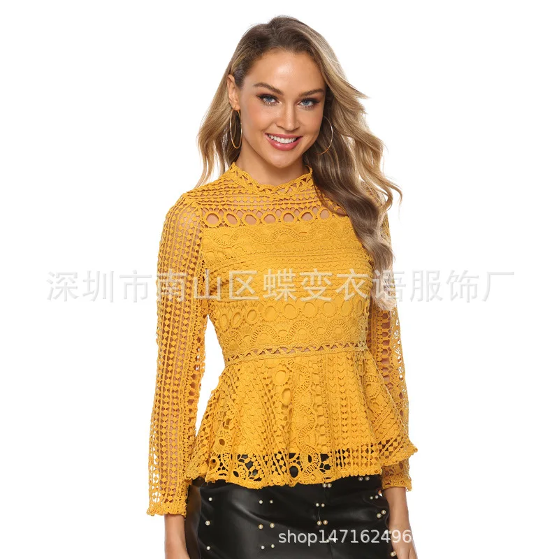 2019 AliExpress Hot Models Sweet Crochet Hollow out Long Sleeve Lace Shirt Tops Photo Shoot 
2019 AliExpress Hot Models Sweet Crochet Hollow out Long Sleeve Lace Shirt Tops Photo Shoot