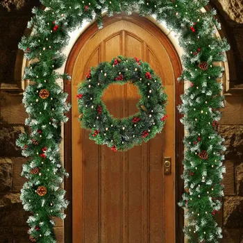 1.8M Christmas Garland Green With Light Hanging Ornaments For Fireplace Staircase Christmas Bowknot Red Berry Pine Cones Garland
1.8M Christmas Garland Green With Light Hanging Ornaments For Fireplace Staircase Christmas Bowknot Red Berry Pine Cones Garland