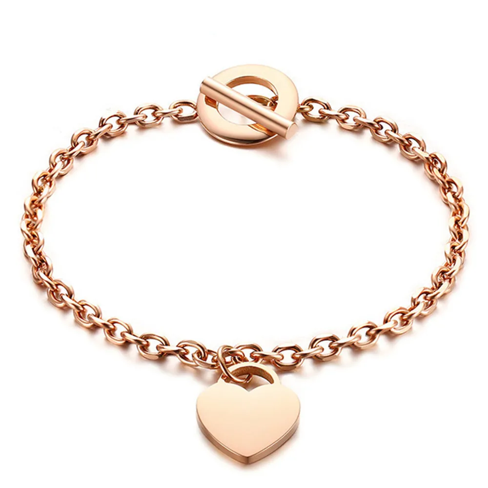 Chain love heart charm bracelets for women femme Rose gold & White silver tone titanium stainless steel monaco fashion jewelry 
Chain love heart charm bracelets for women femme Rose gold & White silver tone titanium stainless steel monaco fashion jewelry