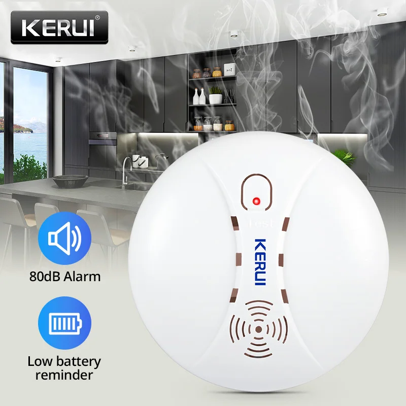Беспроводной датчик дыма KERUI 433 МГц | Безопасность и защита