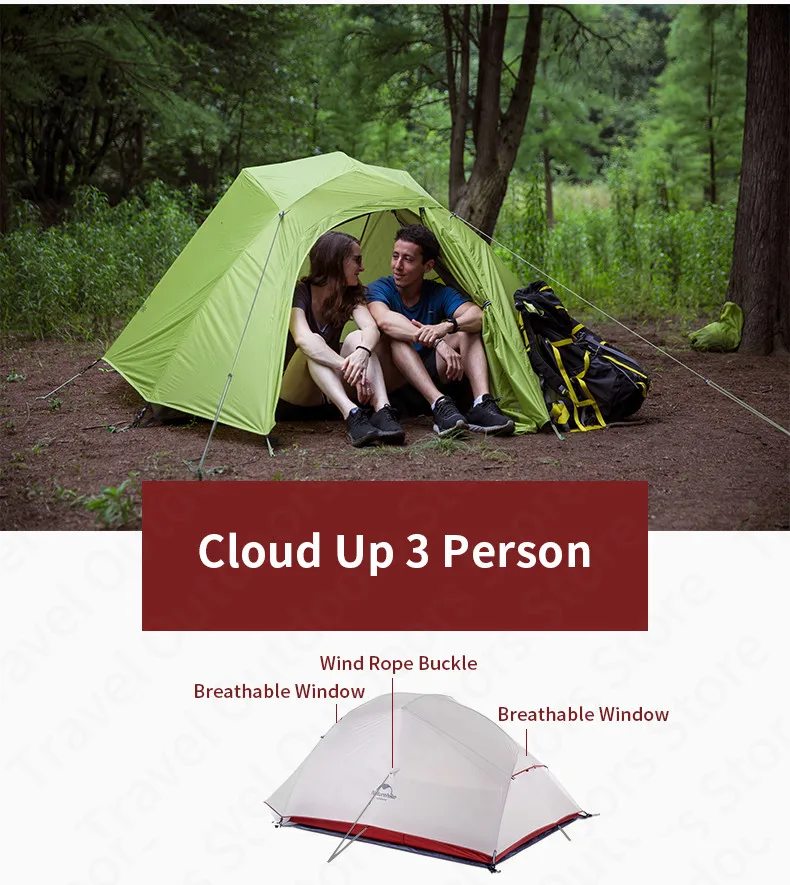 Naturehike – Tente de camping ultralégère pour 1, 2 ou 3 personnes, double couche NH17T001-T avec poteau en aluminium et en silicone, 20D Naturehike – Tente de camping ultralégère pour 1, 2 ou 3 personnes, double couche NH17T001-T avec poteau en aluminium et en silicone, 20D