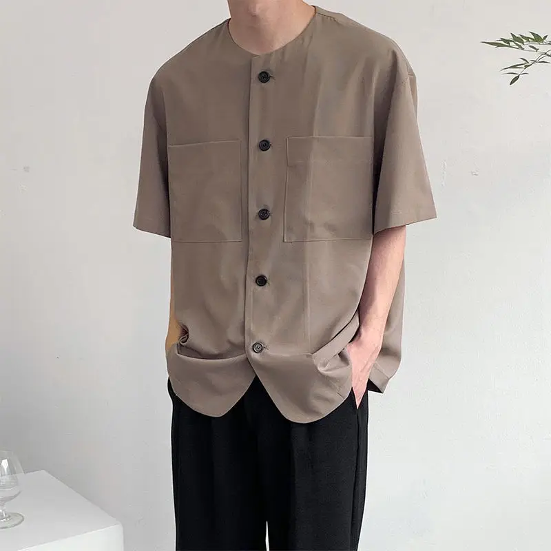 Summer Korean Shirt Men's Fashion Solid Color Casual Round Neck Shirt Men Streetwear Wild Loose Short Sleeve Shirt Mens M-XL
Summer Korean Shirt Men's Fashion Solid Color Casual Round Neck Shirt Men Streetwear Wild Loose Short Sleeve Shirt Mens M-XL