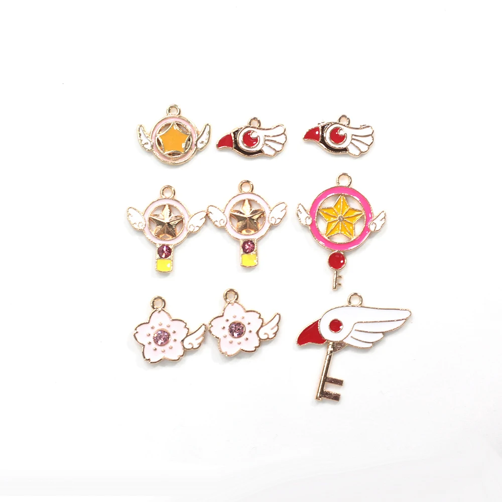 Cute 10pcs Cartoon Enamel Magic Wand Stars Charms Pendants DIY Handmade Earrings Neacklace Charm Crafting Jewelry Making | Украшения и