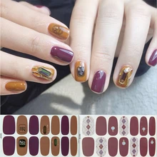 Lamemoria 14 consejos adhesivo de uñas de Navidad envolturas DIY Nail Art calcomanías lisas pegatinas adhesivas para uñas Rosa blanco negro verde(China)