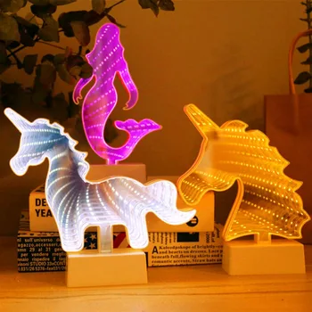 LED 3D Battery Night Light Mirror Cartoon Novetly Lamp Animal Unicorn Mermaid Heart Star Bedroom Decoration Lamp For Children 
LED 3D Battery Night Light Mirror Cartoon Novetly Lamp Animal Unicorn Mermaid Heart Star Bedroom Decoration Lamp For Children