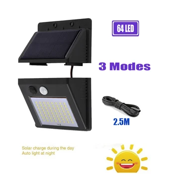 64/30 LEDs Solar lamp Wall lamp Wireless PIR Motion Sensor Solar Power Outdoor Waterproof Street Path Garden Security Lights opt
64/30 LEDs Solar lamp Wall lamp Wireless PIR Motion Sensor Solar Power Outdoor Waterproof Street Path Garden Security Lights opt