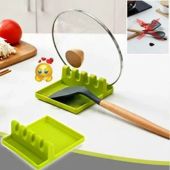 

Kitchen Utensil Spoon Holders Heat Resistant Rack Fork Organizer Gadget Silicone Spoon Rest Chopsticks Holder Fork Shelf Gadget