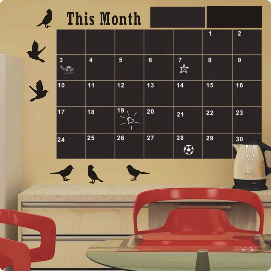 

Monthly Planner Chalkboard Chalk Blackboard Wall Sticker Decor Month Plan Calendar DIY
