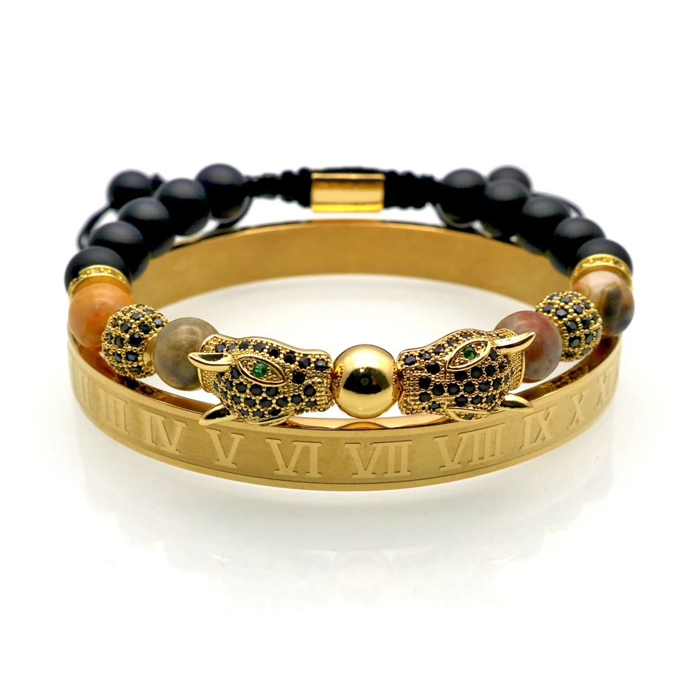 New Design Leopard Head Men Bracelet Adjustable 8mm Beads Pave Zircon Natural Stone Charm Bracelet For Men Women Jewelry Gift
New Design Leopard Head Men Bracelet Adjustable 8mm Beads Pave Zircon Natural Stone Charm Bracelet For Men Women Jewelry Gift