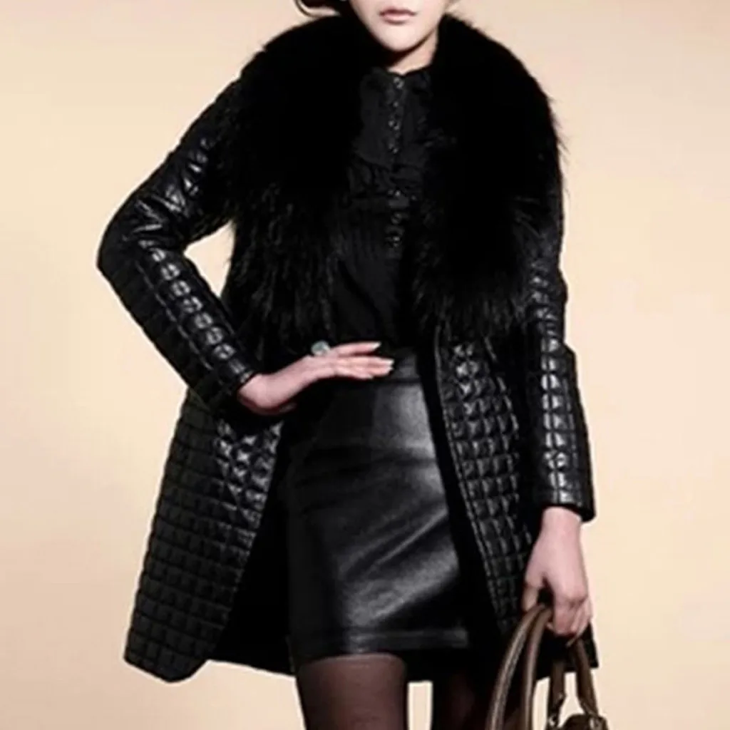 Фото Long Sleeve Faux Fur Coat Women Leather Jacket Plus Size 2019 New Winter Fashion Teddy Open Front Overcoat | Женская одежда