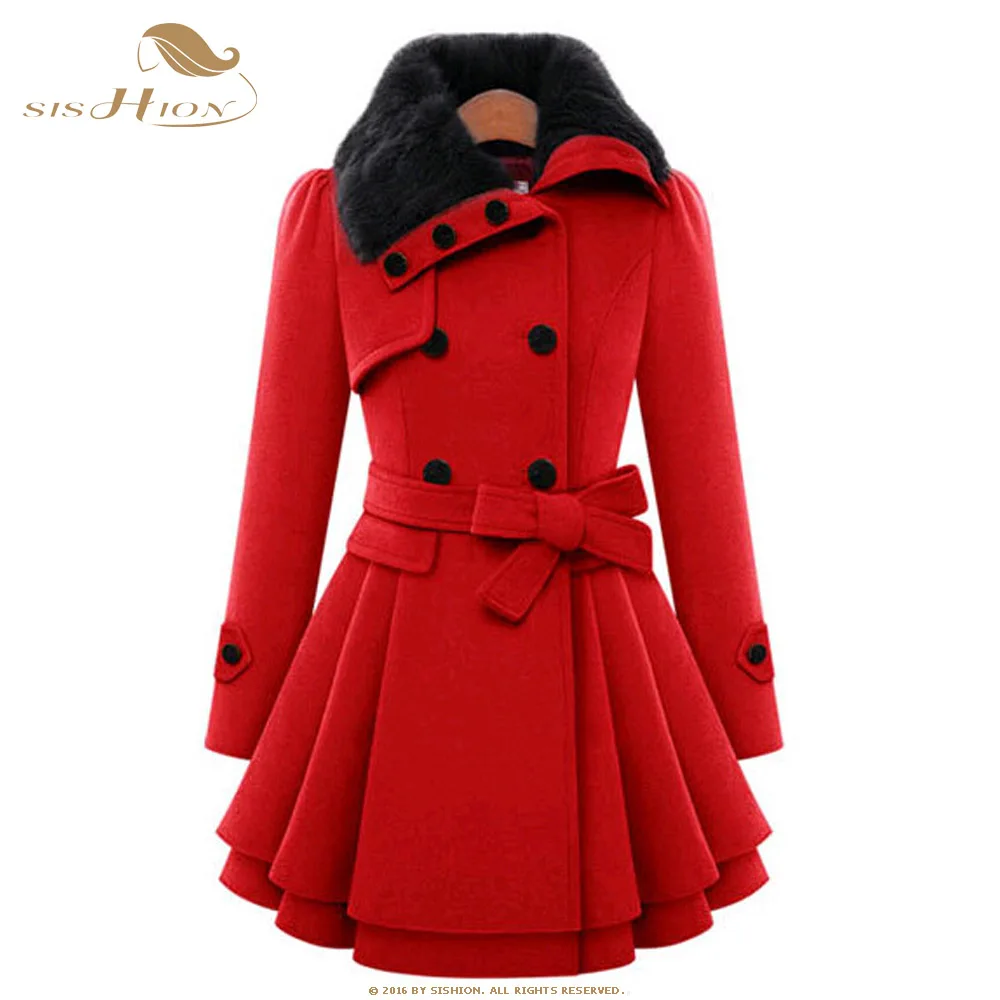 SISHION 4XL Plus Size Black Red Women Vintage Coat 2019 Autumn Winter Wool Blend Coat QY0322 Double Breasted Ladies Belt Coats
SISHION 4XL Plus Size Black Red Women Vintage Coat 2019 Autumn Winter Wool Blend Coat QY0322 Double Breasted Ladies Belt Coats