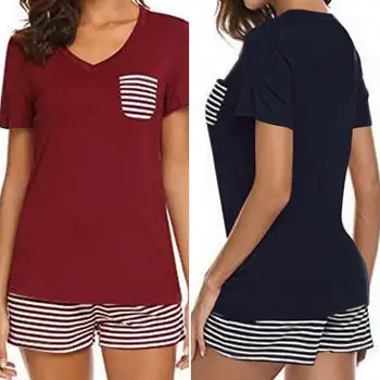 ZANZEA Women Summer Striped Shirt Suits V-Neck Elastic Waist Shorts Pyjama Set Short Sleeve Sleepwear Ladies Home Wear Plus Size
ZANZEA Women Summer Striped Shirt Suits V-Neck Elastic Waist Shorts Pyjama Set Short Sleeve Sleepwear Ladies Home Wear Plus Size