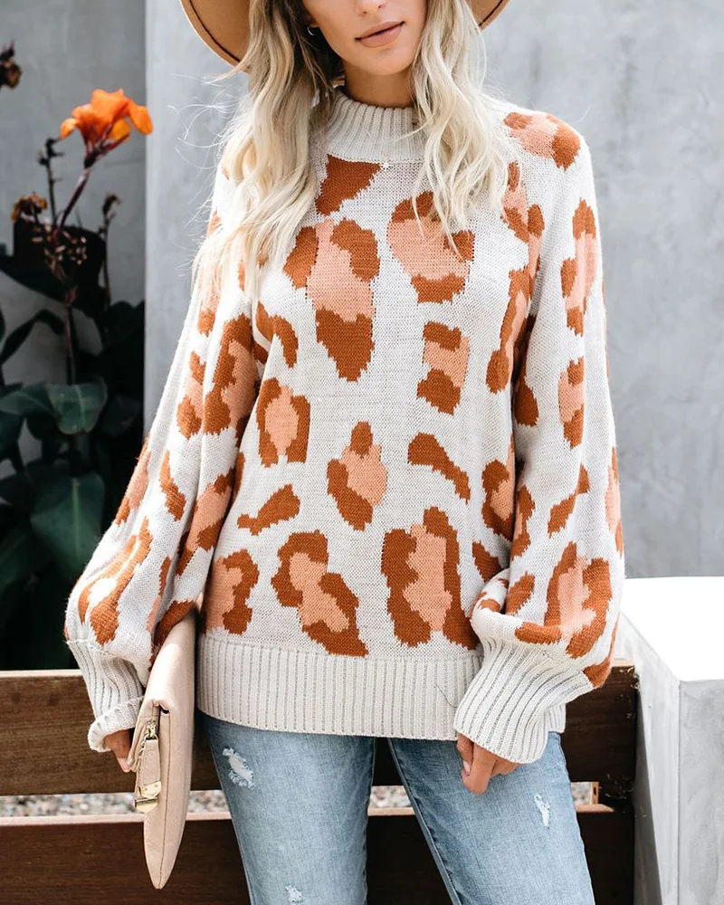 Contrasting Color Sweater New Style for Autumn and Winter Women's Leopard Pullover round Neck Loose Sweater long sleeve
Contrasting Color Sweater New Style for Autumn and Winter Women's Leopard Pullover round Neck Loose Sweater long sleeve