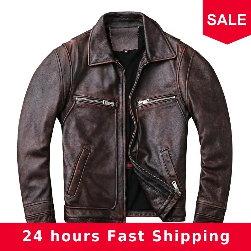 2020 Vintage Brown Men American Casual Style Leather Jacket Plus Size XXXXXL Genuine Thick Cowhide Autumn Leather Coat
2020 Vintage Brown Men American Casual Style Leather Jacket Plus Size XXXXXL Genuine Thick Cowhide Autumn Leather Coat