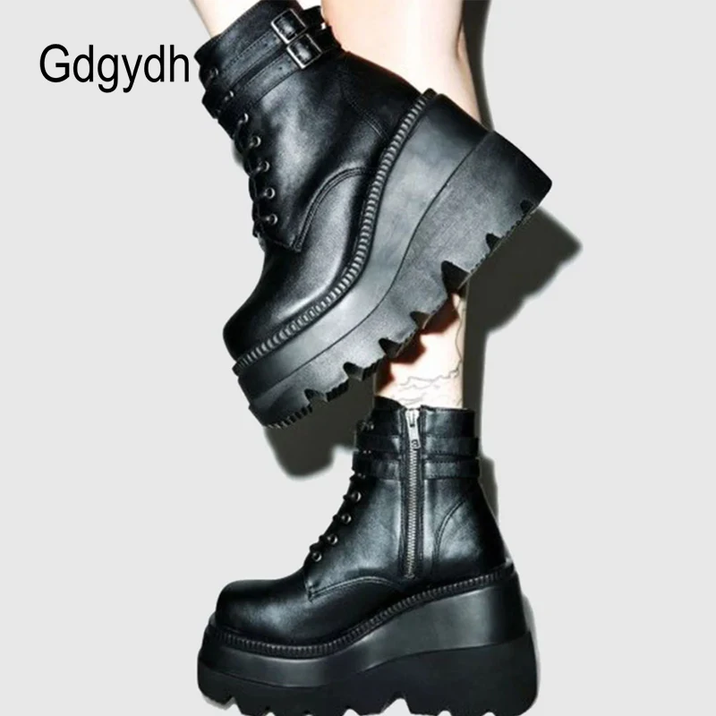 Gdgydh Fall Winter High Platform Boots Women Leather PU Wedges Ankle Boots Women Punky Style Party Goth Shoes Woman Big Size 43
Gdgydh Fall Winter High Platform Boots Women Leather PU Wedges Ankle Boots Women Punky Style Party Goth Shoes Woman Big Size 43