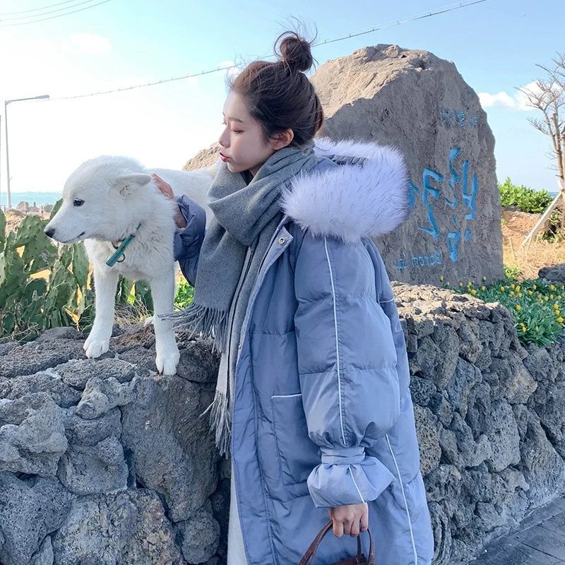 Photo Shoot Main Push in Graceful Open Wire Covered Edge Haze Blue down Coat Hooded Large Fur Collar Loose-Fit Cotton Overcoat W
Photo Shoot Main Push in Graceful Open Wire Covered Edge Haze Blue down Coat Hooded Large Fur Collar Loose-Fit Cotton Overcoat W