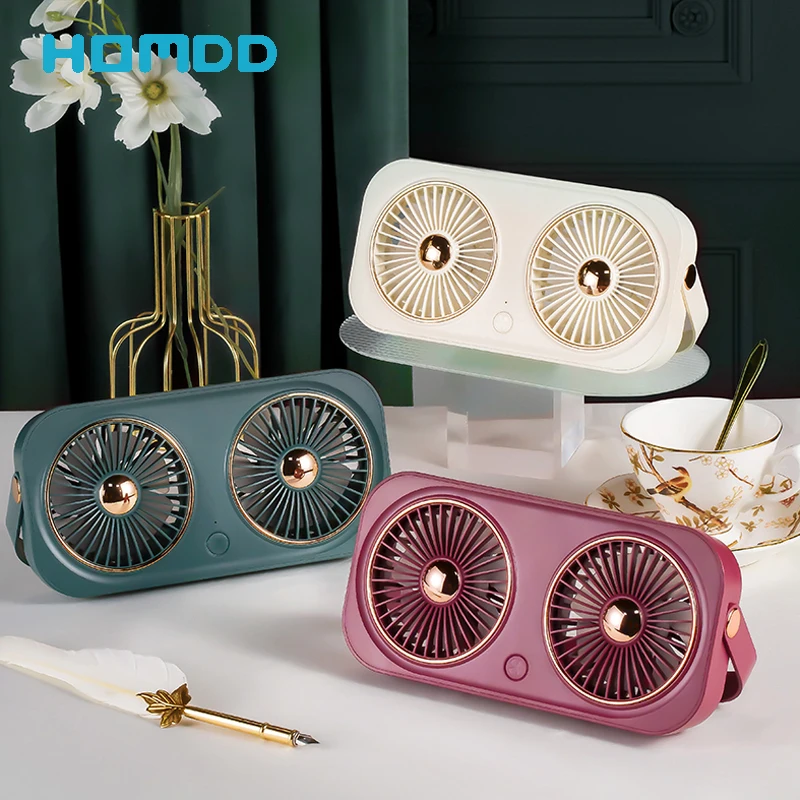 HOMDD USB Desk Fan Portable Desktop Table Strong Wind Quiet For Office Outdoor Handheld Double Leaf Folding Air Cooler | Бытовая
