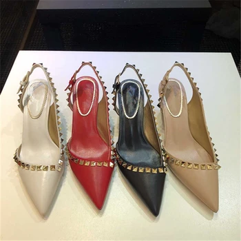 Sexy Women Sandals Rivets Decor Pointed Toe Ankle Buckle Thin Heels 2020 Luxury Brand Designer Women Shoes Sandalias De Mujer 
Sexy Women Sandals Rivets Decor Pointed Toe Ankle Buckle Thin Heels 2020 Luxury Brand Designer Women Shoes Sandalias De Mujer