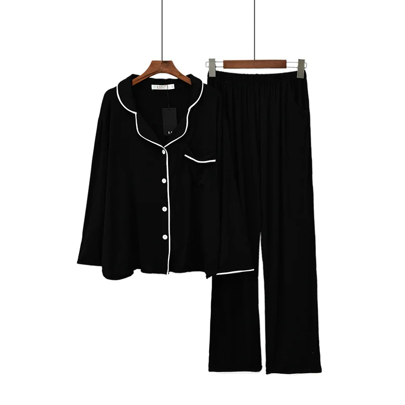 Spring Autumn Pajamas Women's Autumn Modal Soft Casual Simple Trousers Long-sleeve Cardigan Small Lapel Home Service Suit
Spring Autumn Pajamas Women's Autumn Modal Soft Casual Simple Trousers Long-sleeve Cardigan Small Lapel Home Service Suit