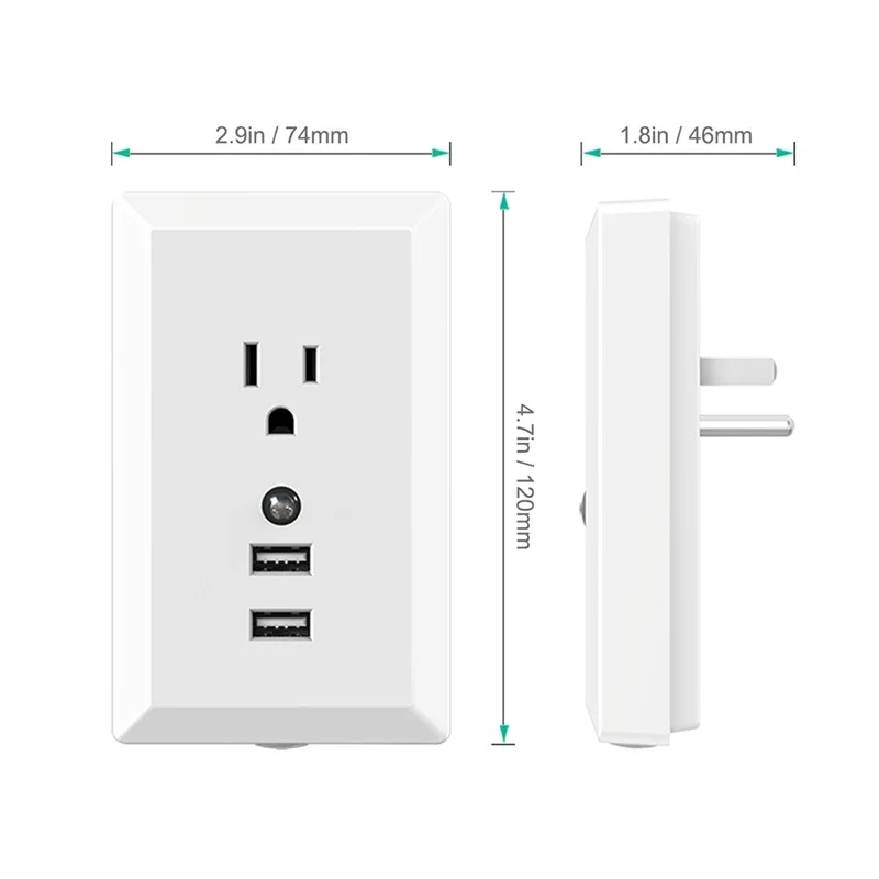 Smart Socket Dual USB Port 2.4A Wall Charger Adapter 16A US Standard Electrical Plug Socket With Night light Power Outlet Panel
Smart Socket Dual USB Port 2.4A Wall Charger Adapter 16A US Standard Electrical Plug Socket With Night light Power Outlet Panel