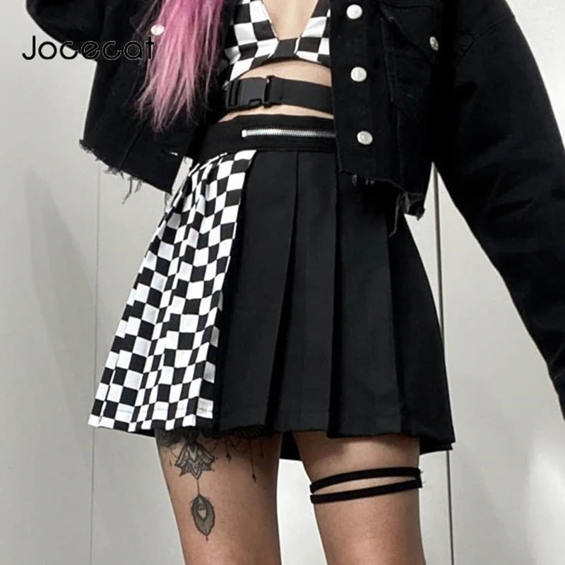 Jocecat Patchwork Checkerboard Pleated Skirts Womens Summer Preppy Style High Waist Mini Skirt Punk Gothic Streetwear Outfits
Jocecat Patchwork Checkerboard Pleated Skirts Womens Summer Preppy Style High Waist Mini Skirt Punk Gothic Streetwear Outfits