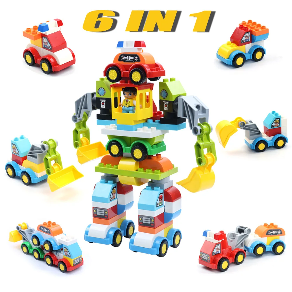 DUPLOE Robot Big Size Diy Building Blocks Bricks 6 IN 1 Educational Block Toy Compatible Duploed Toys For Children Kids Gifts
DUPLOE Robot Big Size Diy Building Blocks Bricks 6 IN 1 Educational Block Toy Compatible Duploed Toys For Children Kids Gifts