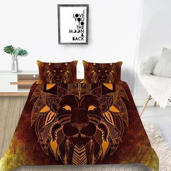 

Lion Head Bedding Set Tribal Style Fashionable 3D Duvet Cover Vintage Queen King Twin Full Single Double Comfortable Bed Set