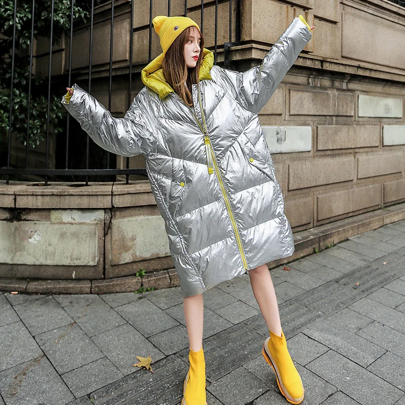 2019 Winter Women Oversized Glossy Cotton Coat Loose Hooded Long Down Jacket Female Parkas Warm Thick Cotton Padded Parka Mujer
2019 Winter Women Oversized Glossy Cotton Coat Loose Hooded Long Down Jacket Female Parkas Warm Thick Cotton Padded Parka Mujer