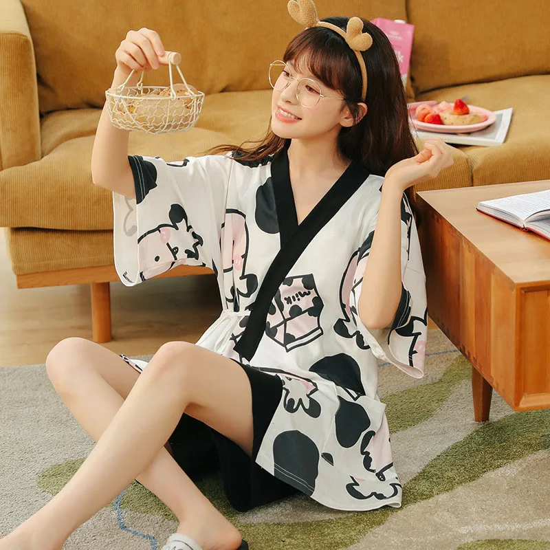 New 2pcs Women Pajamas Casual Cotton Half Sleeve Sleepwear Pajama Set Cartoon Printed Summer Cool Pyjama Suit Female
New 2pcs Women Pajamas Casual Cotton Half Sleeve Sleepwear Pajama Set Cartoon Printed Summer Cool Pyjama Suit Female