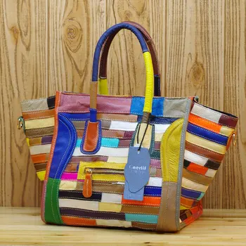 Genuine Leather Cowhide Colour Collision Wave Package Stripe Smiling Face Package Portable Messenger Woman Package
Genuine Leather Cowhide Colour Collision Wave Package Stripe Smiling Face Package Portable Messenger Woman Package