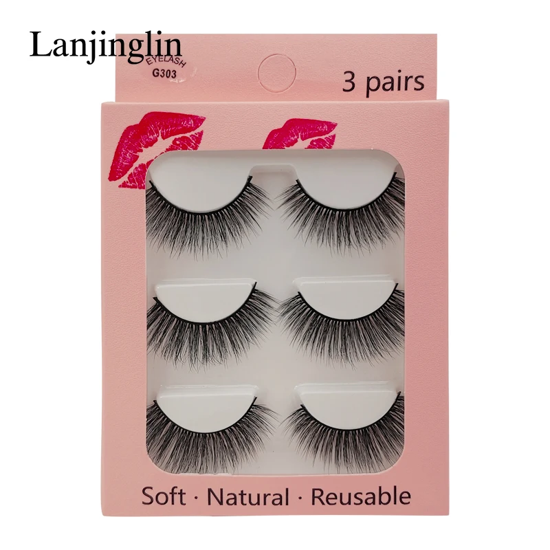 LANJINGLIN False Eyelashes 3 pairs 3D Mink Lashes Soft Natural Wispy Handmade Faux Mink Lashes Extension Makeup Kit Tool 9 H48dde7bb84604c6b9e94c6695eeb2714X