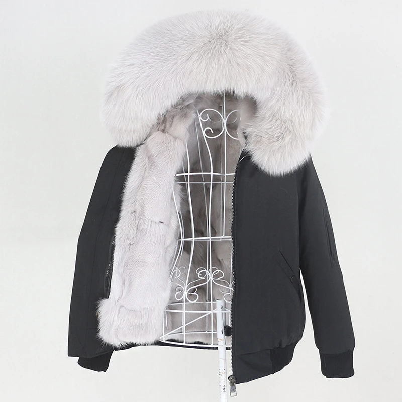

MENINA BONITA 2022 Waterproof Bomber Parka Winter Jacket Women Real Fox Fur Coat Natural Fox Raccoon Fur Collar Hood Removable