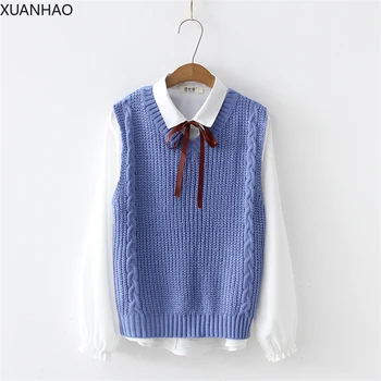 XUANHAO Women's Lace Up White Basic Blouse And Split Solid Sleeveless WarmKnitted Tanks 2019 Winter Femme Two Piece Set
XUANHAO Women's Lace Up White Basic Blouse And Split Solid Sleeveless WarmKnitted Tanks 2019 Winter Femme Two Piece Set