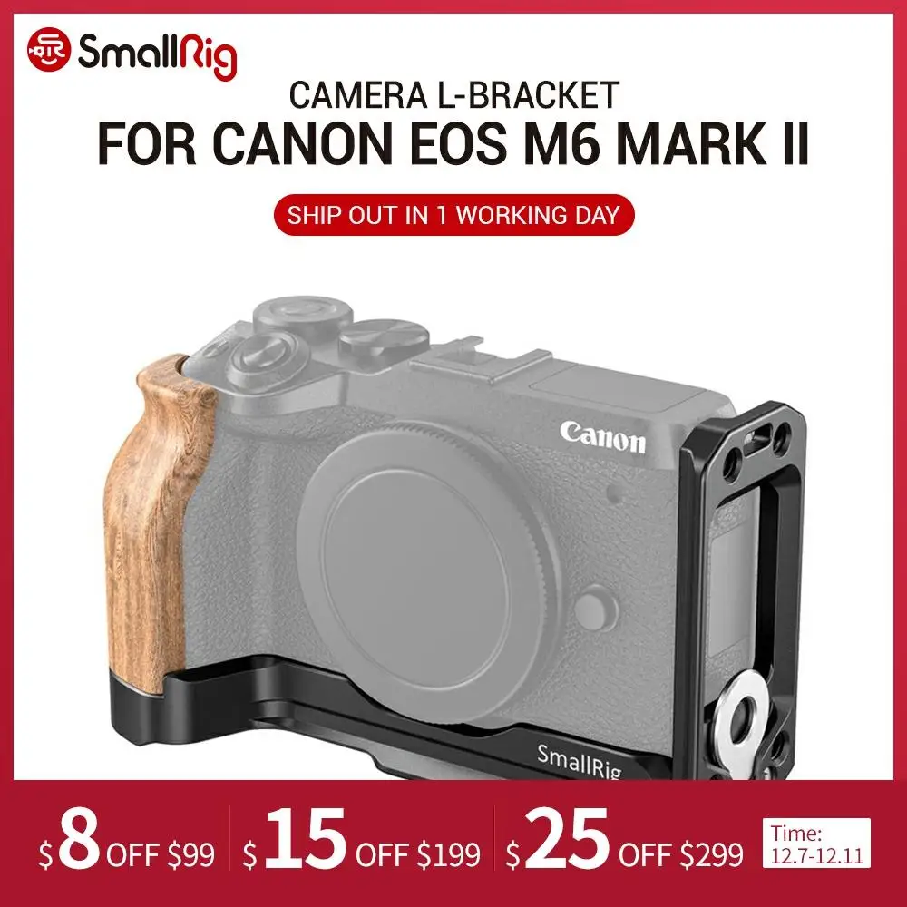 SmallRig Camera L-Bracket for Canon EOS M6 Mark II L Plate with Arca Style Plate for Quick Release 2516
SmallRig Camera L-Bracket for Canon EOS M6 Mark II L Plate with Arca Style Plate for Quick Release 2516