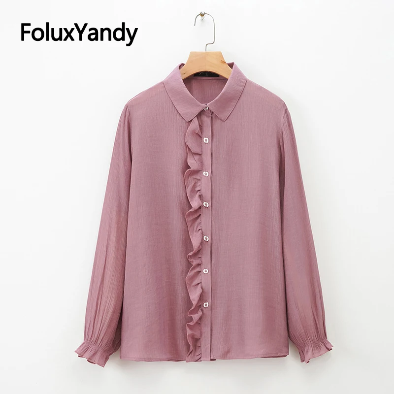 Ruffles Blouse Shirt Spring Summer Blouses Women Plus Size Casual Solid Long Sleeve Shirts New KKFY4323
Ruffles Blouse Shirt Spring Summer Blouses Women Plus Size Casual Solid Long Sleeve Shirts New KKFY4323