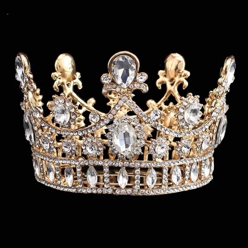 JaneVini 2020 роскошные золотые круглые Свадебные короны тиары принцесса горный