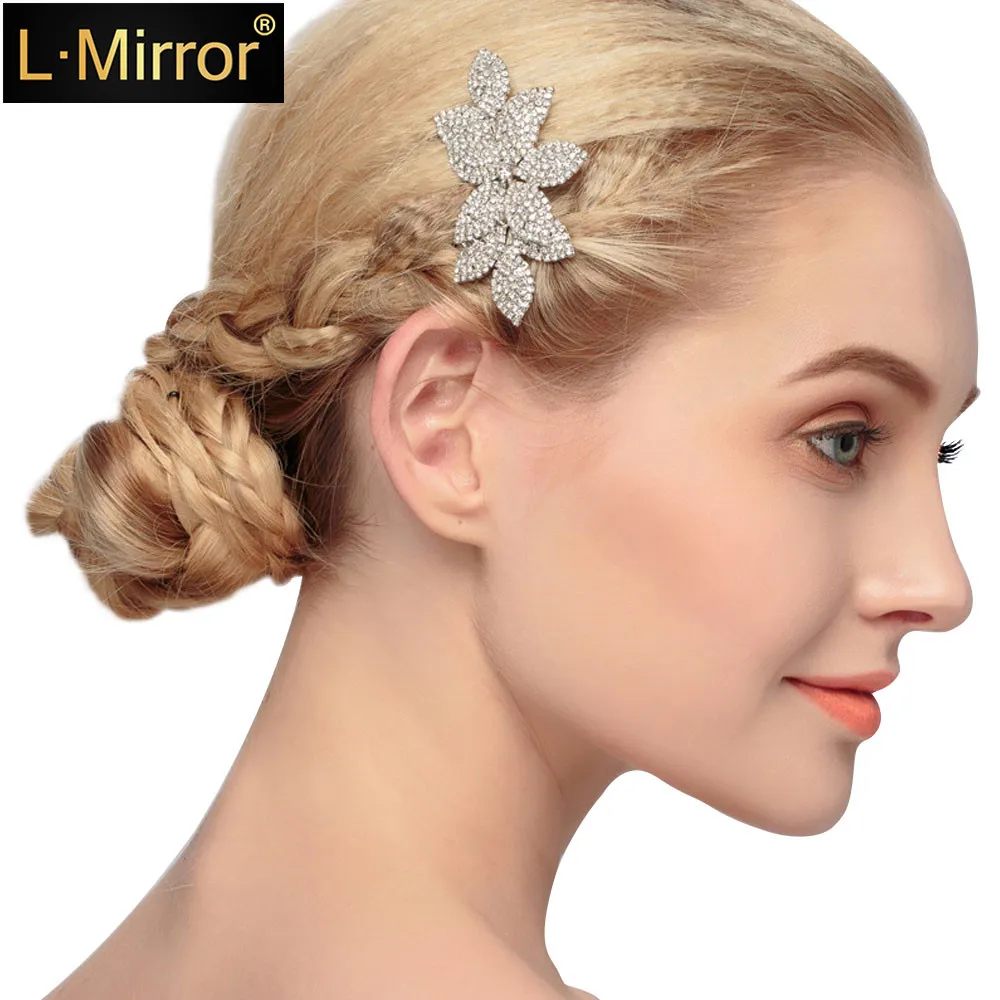 

L.Mirror 1Pcs Women Hairpin Combs Crystals Rhinestone Flower Hair Pins Clips Headpiece