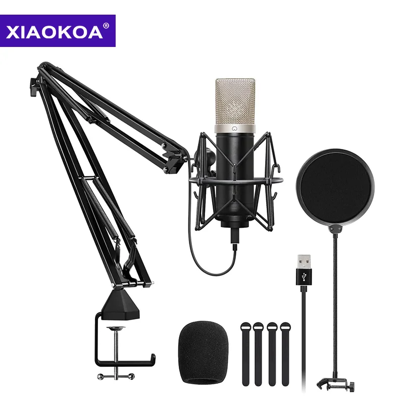 XIAOKOA конденсаторный USB Кардиоидная компьютерный микрофон 192 кГц/24Bit комплект с