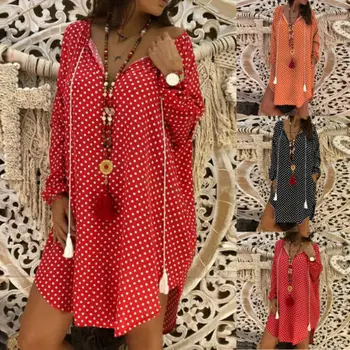 2019 Newest Fashion Hot Sexy Charming Women Boho Floral Long Sleeve Baggy Tops Ladies V Neck Shirt Dot Dress 
2019 Newest Fashion Hot Sexy Charming Women Boho Floral Long Sleeve Baggy Tops Ladies V Neck Shirt Dot Dress