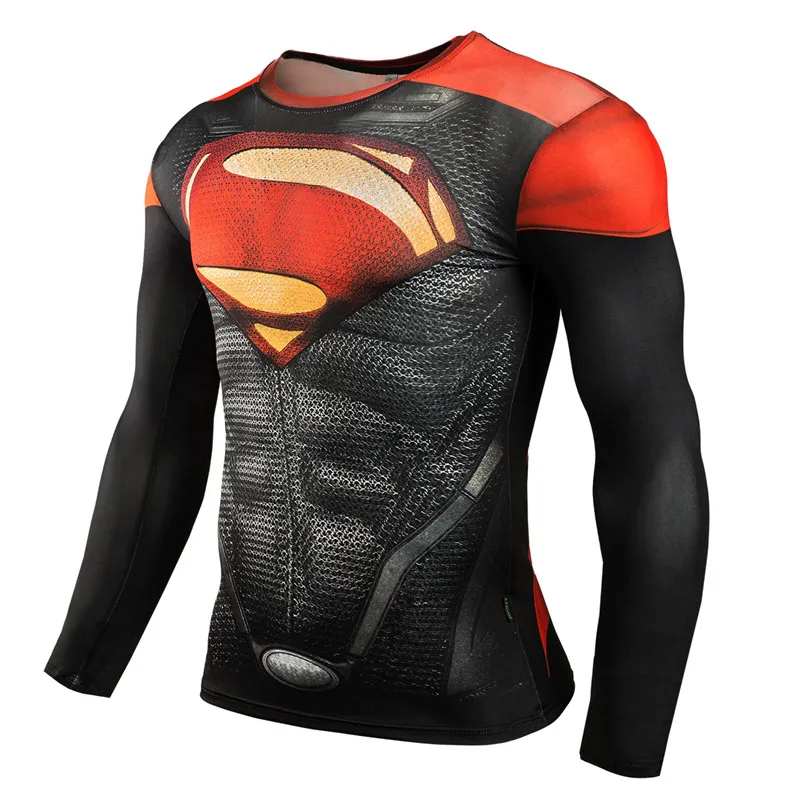 Красный Супермен мужские футболки модные повседневные лучшие продажи с длинными