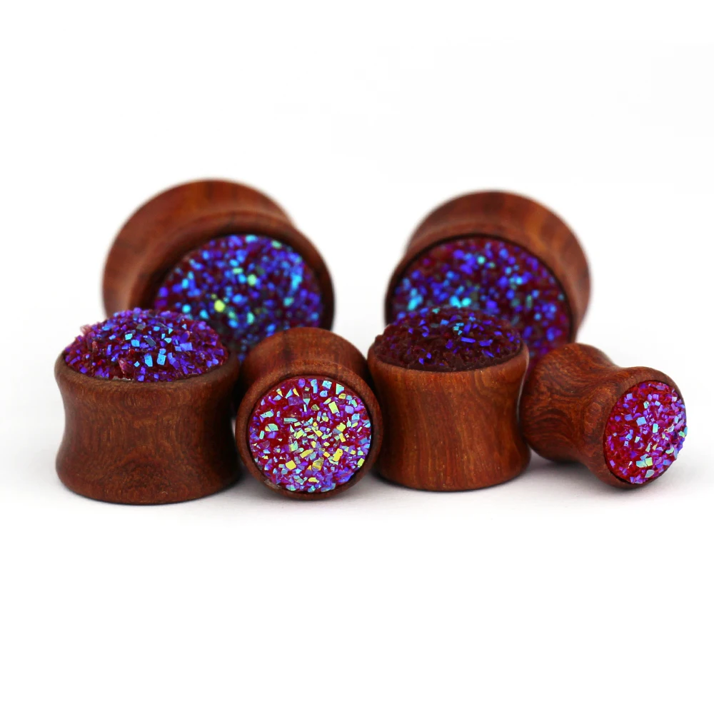 Lavender Crystal Cluster And Natural Wood Ear Gauges Plugs Earring Expander Flesh Tunnels Body Piercing Jewelry 10-20MM
Lavender Crystal Cluster And Natural Wood Ear Gauges Plugs Earring Expander Flesh Tunnels Body Piercing Jewelry 10-20MM