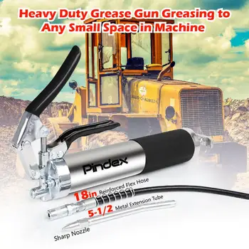 Silver Heavy Duty 6000PSI Grease Gun Pistol Grip w/12" Flex Hose Rigid Manual 14oz Cartridge For SUV Truck Motorcycle Automotive
Silver Heavy Duty 6000PSI Grease Gun Pistol Grip w/12" Flex Hose Rigid Manual 14oz Cartridge For SUV Truck Motorcycle Automotive