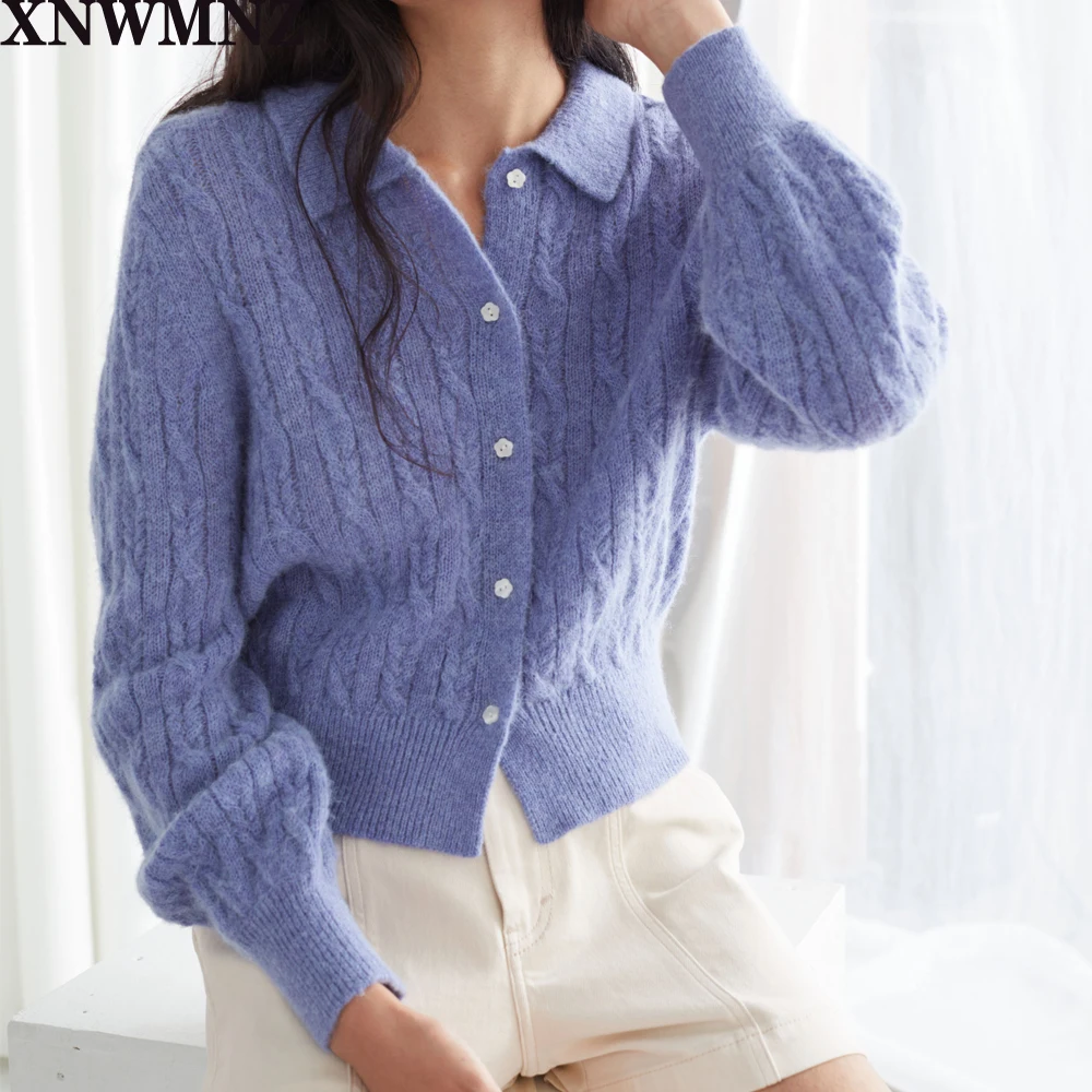 High quality Turn-down Collar Women Knit Cardigan Long Sleeve Single-breasted Purple Sweater Stripes Short Knitwear Top 2020 New 
High quality Turn-down Collar Women Knit Cardigan Long Sleeve Single-breasted Purple Sweater Stripes Short Knitwear Top 2020 New