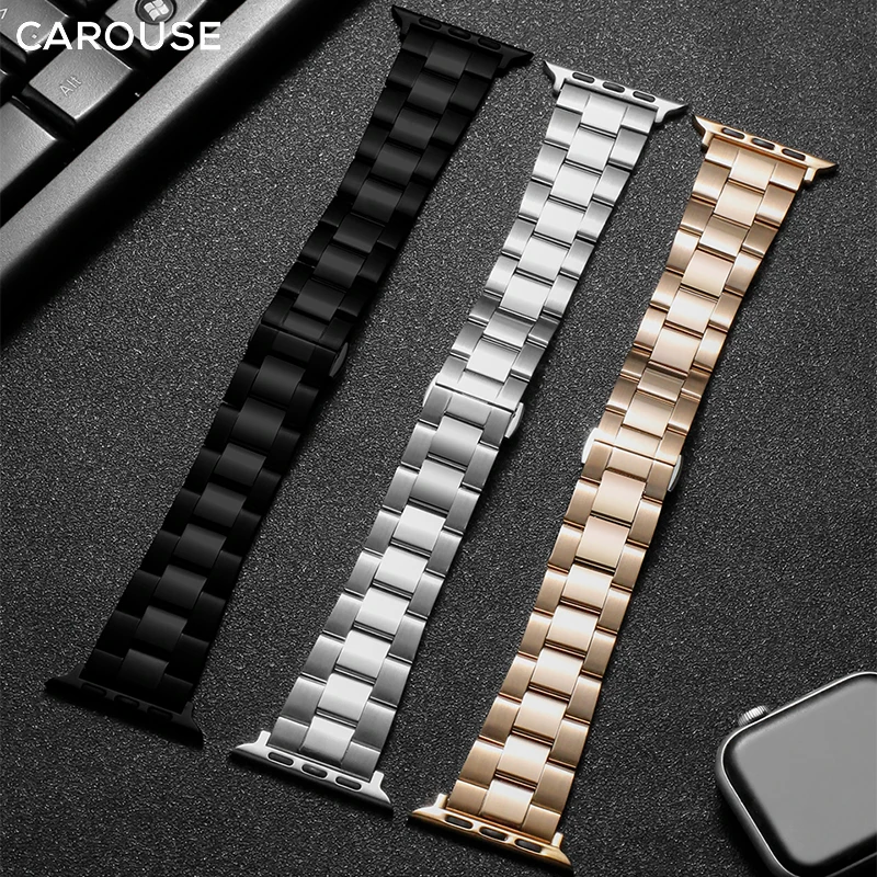 Ремешок Carouse из нержавеющей стали для Apple Watch band Series SE/6/5/4/3/2/1 38 мм 42 браслет бабочка iWatch 40 44 мм|Ремешки часов| |