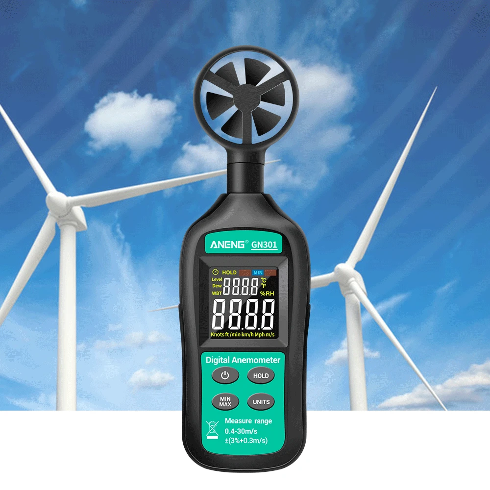 Digital Anemometer Handheld Wind Speed Meter BT-100 for Measuring Wind Speed, Temperature and Wind Chill with Backlight LCD
Digital Anemometer Handheld Wind Speed Meter BT-100 for Measuring Wind Speed, Temperature and Wind Chill with Backlight LCD