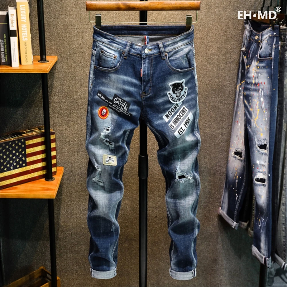 EH · MD® Cat Head Embroidered Jeans Men's Hole Scratched Soft Casual Loose Cotton High-Stretch Trousers Badge Red Ears 2020 New
EH · MD® Cat Head Embroidered Jeans Men's Hole Scratched Soft Casual Loose Cotton High-Stretch Trousers Badge Red Ears 2020 New